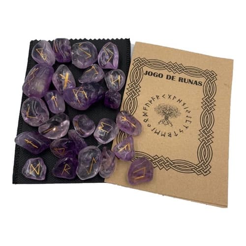 Jogo De Runas Nórdico Celta Futhark Ametista 1 A 3cm