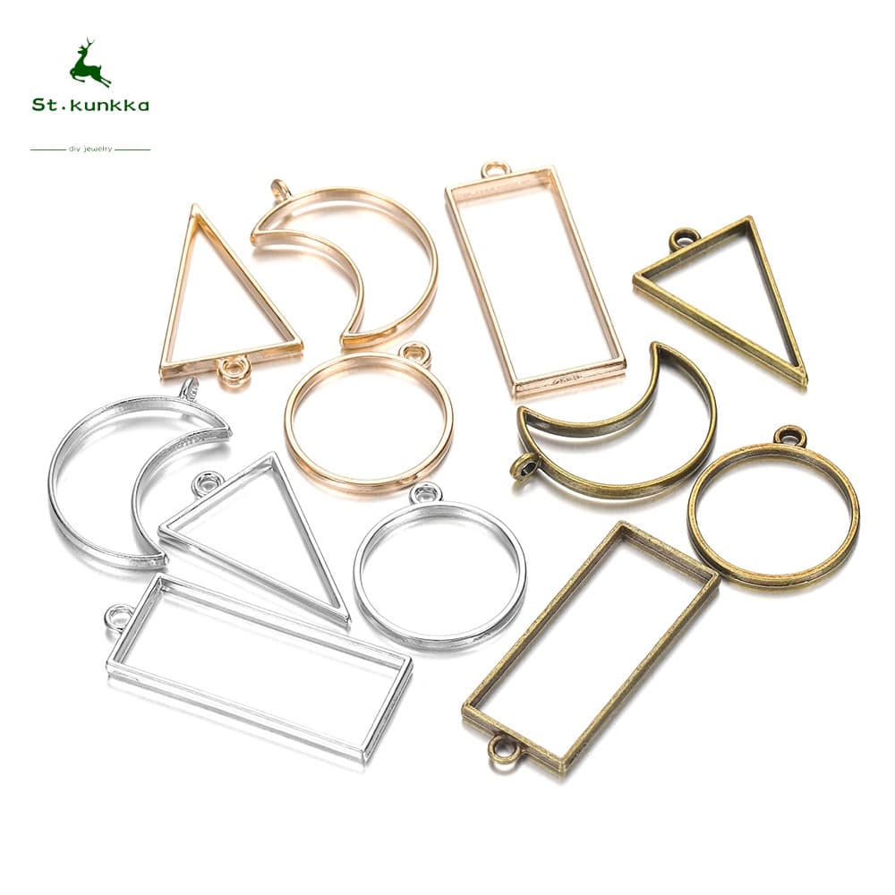 Metal Quadro Oco , Molde Moldura UV Epóxi Moldado , DIY Fazer Jóias Pingente (11 Pcs/Embalagem)