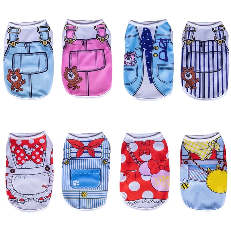 Verão Pet Colete Para Cães Pequenos Gatos Impressão Moda Roupas Pullovers Terno Filhote De Cachorro Gatinho Outfit