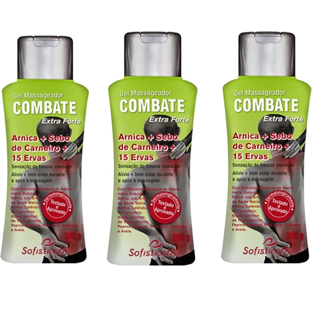 Gel Massageador com Arnica Sebo De Carneiro 15 Ervas - 3 Unidades