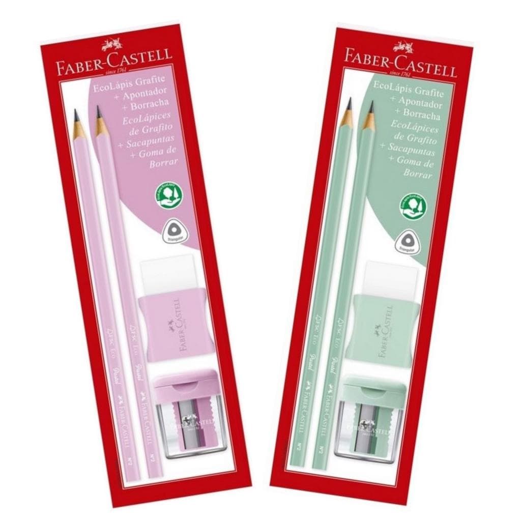 Kit Escolar Faber-Castell  Pastel  Lápis + Apontador + Borracha (Cartela)