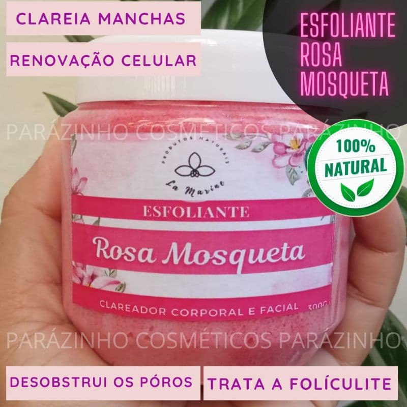 Esfoliante Clareador Rosa Mosqueta Com Argila Rosa 300g