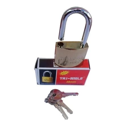 Cadeado 38mm Com 3 Chaves Tri-Angle Dourado Malas Correntes Armários