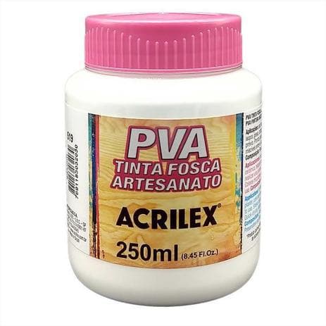 Tinta PVA Artesanato Madeira Branco 250ml Acrilex