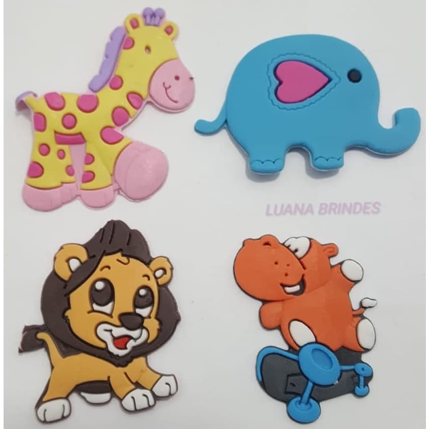Apliques Animais Diversos de borracha - pacotes com 8 unidades