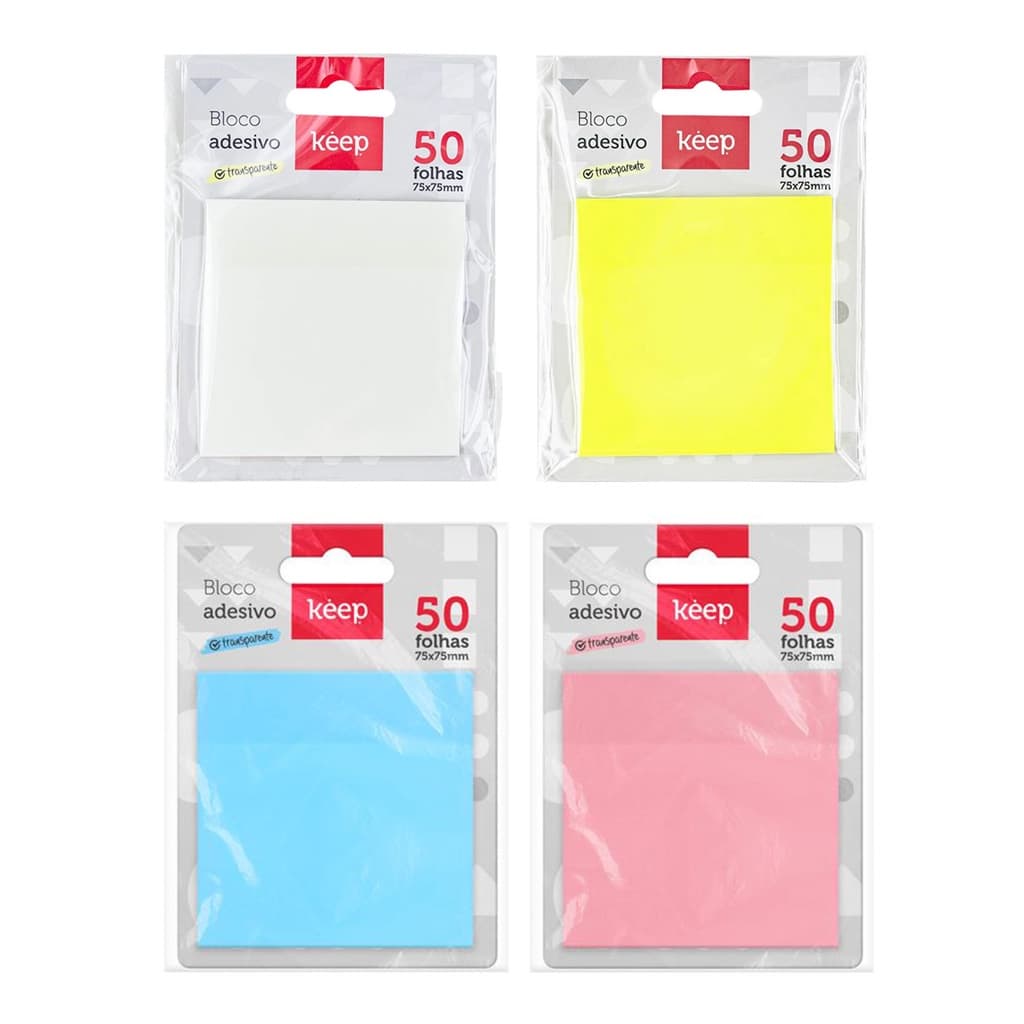 Bloco Adesivo KEEP Pet Transparente 75x75mm 50 Folhas - UNIDADE