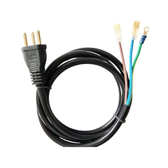 Cabo de força 0,75mm plugue 10A rabicho  faston e olhal airfrey 1,80 metros