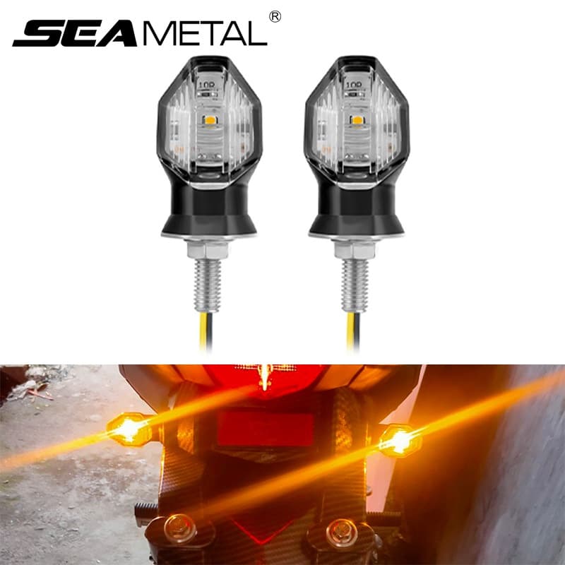 SEAMETAL 2 Pcs Mini Luz De Sinalização De Motocicleta Esporte Bicicleta Turn Lamp Universal 12V LED-Sinales Luzes Piscas