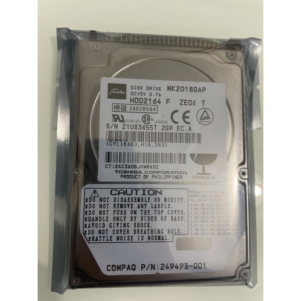HD Notebook IDE Pata 20GB 2.5 Toshiba MK2018GAP