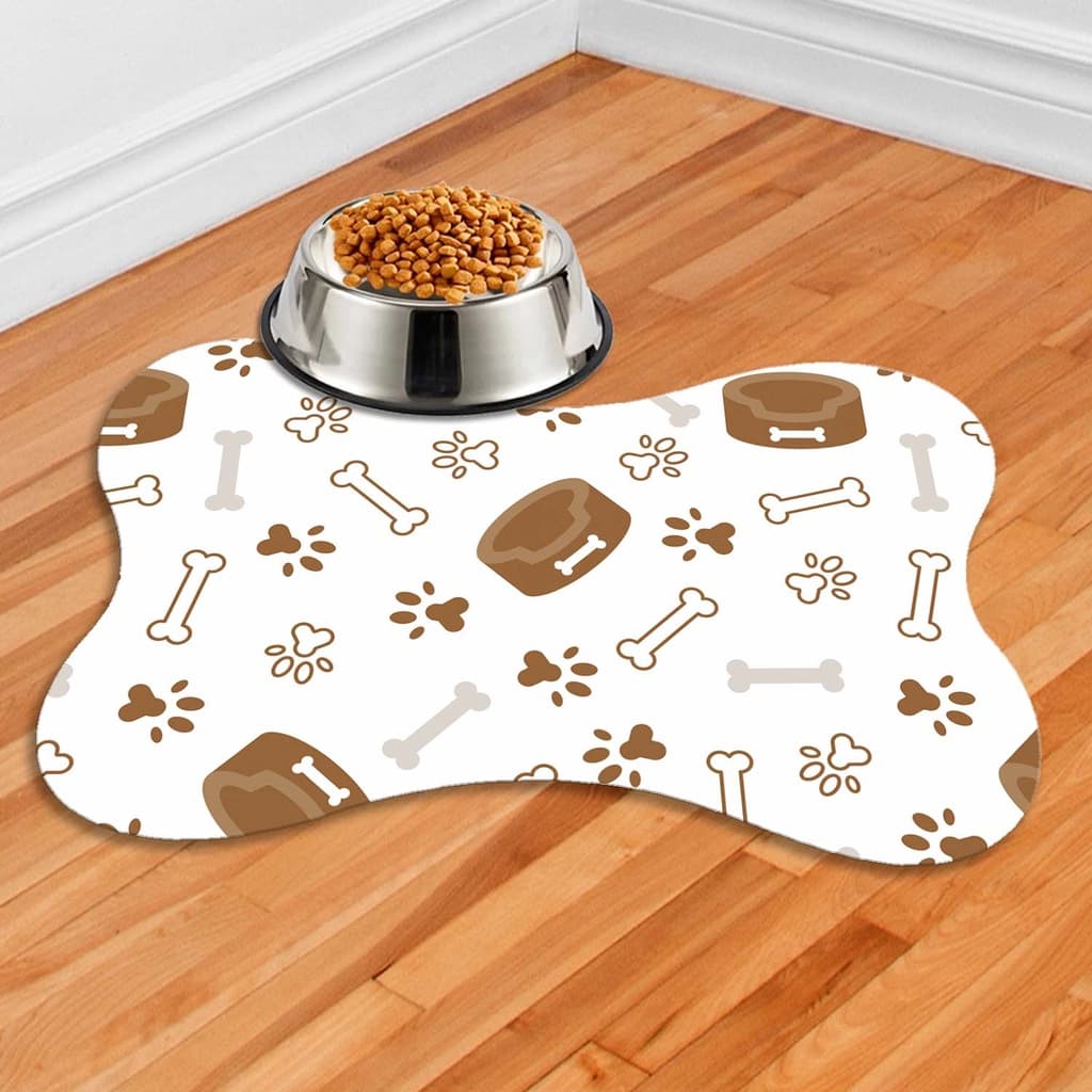 Tapete Para Comedouro PET Antiderrapante - Ossinho - 38x25 - OSSINHOS MARROM