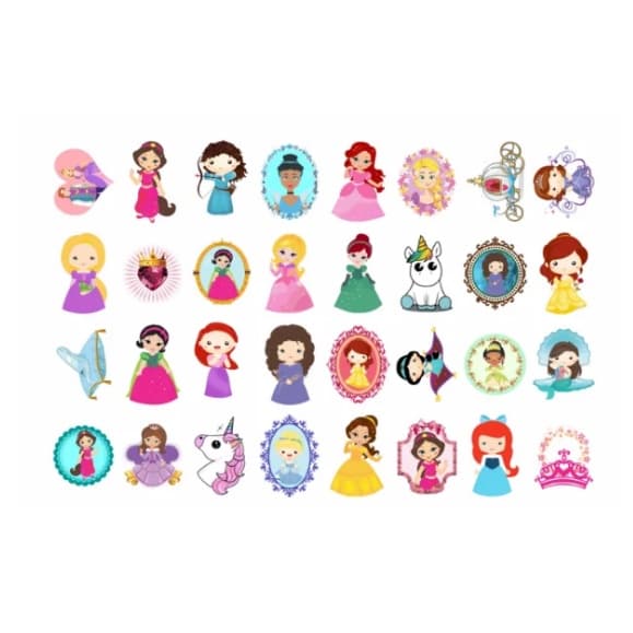 Tatuagem Temporária Infantil Encantadas cartela com 32 tatuagens certificadas pelo INMETRO