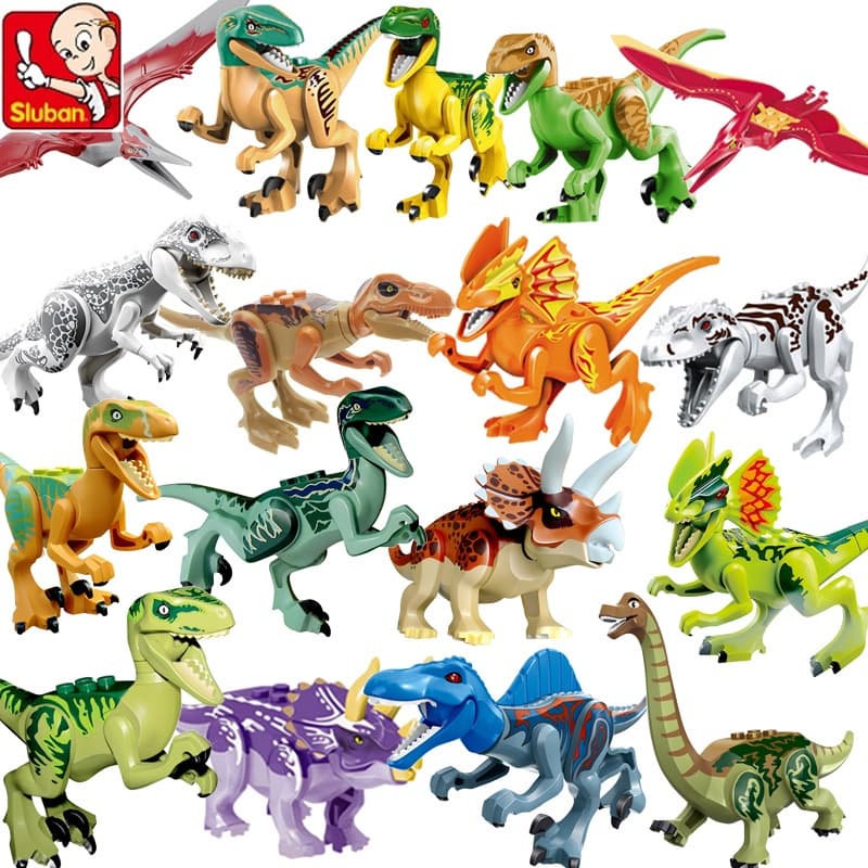 Dinossauro Blocos De Construção De Brinquedos Velociraptor T-Rex Dinossauros Jurássicos Acessórios Para O Mundo De Bricolagem