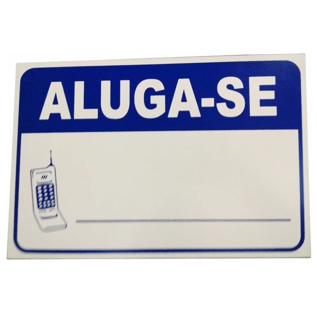 Placa PVC Aviso Sinalização Aluga-se Auto Adesiva 29x19cm