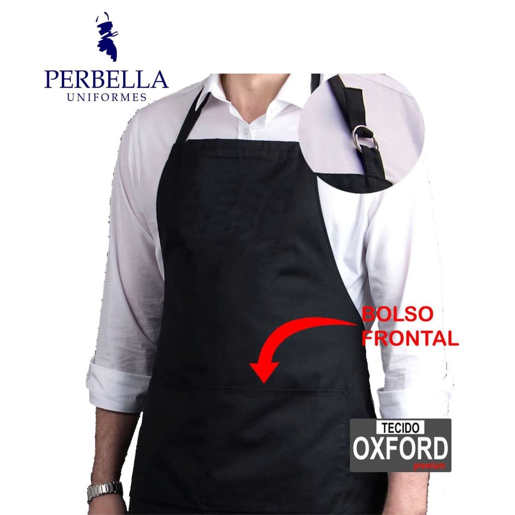 Avental Oxford Regulável Altura Com Bolso Liso Uniforme Chef Cozinha Restaurante Evento  confeitaria