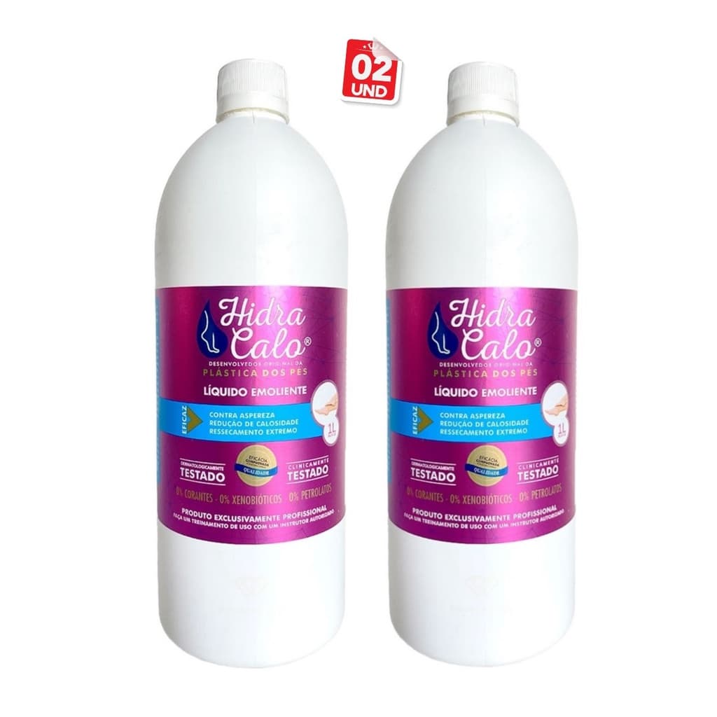 02 Hidracalo 1 Litro Plástica E Spa Dos Pés Loçao Emoliente