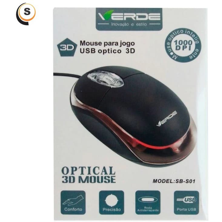 Mouse ótico com fio SB-S01 com fio