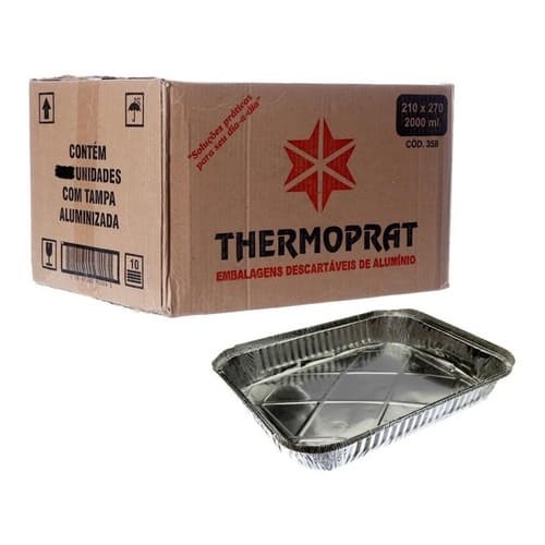 Marmitex De Alumínio Com Tampa - 2000ml Caixa Com 50un Ther