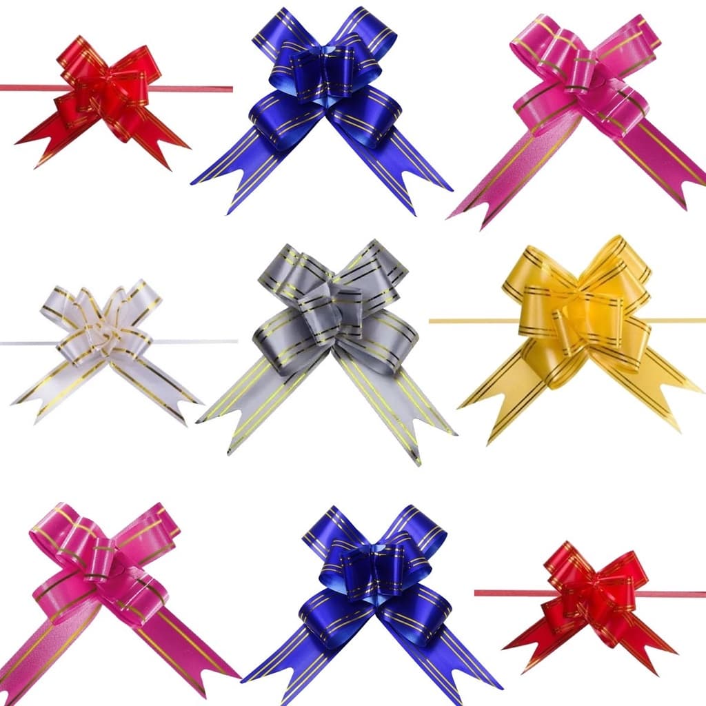 Kit 100 laço Mágico Fácil fitilho p/ Presente kit Festa Decoração com Fita Dourada