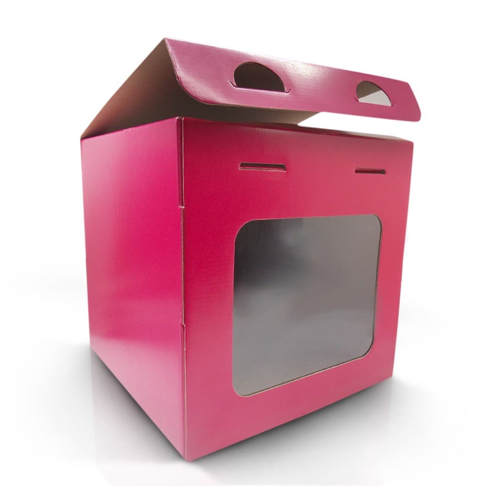 Caixa para Bolo Alto - 5 unidades - Rosa Pink