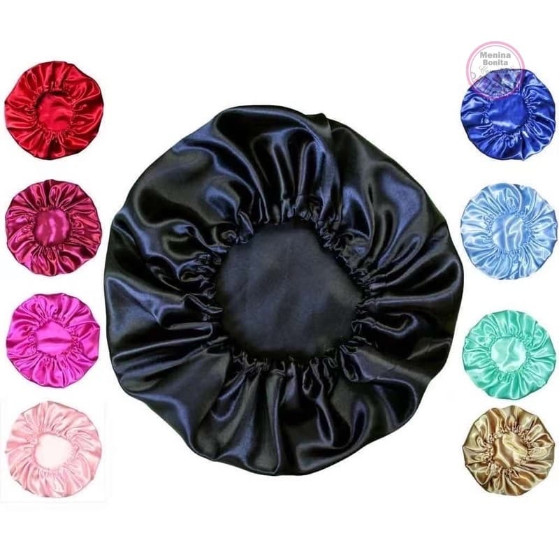 Touca de Cetim Antifrizz Touca de Banho de Cetim Duplo Impermeável / Reutilizável / Feminina COR ALEATÓRIA