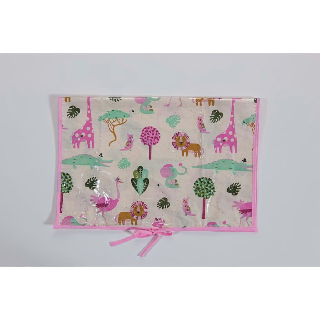 Trocador Portatil Para Bebê menina Rosa com Branco Zoologico Rosa Impermeavél Estampado Promoção