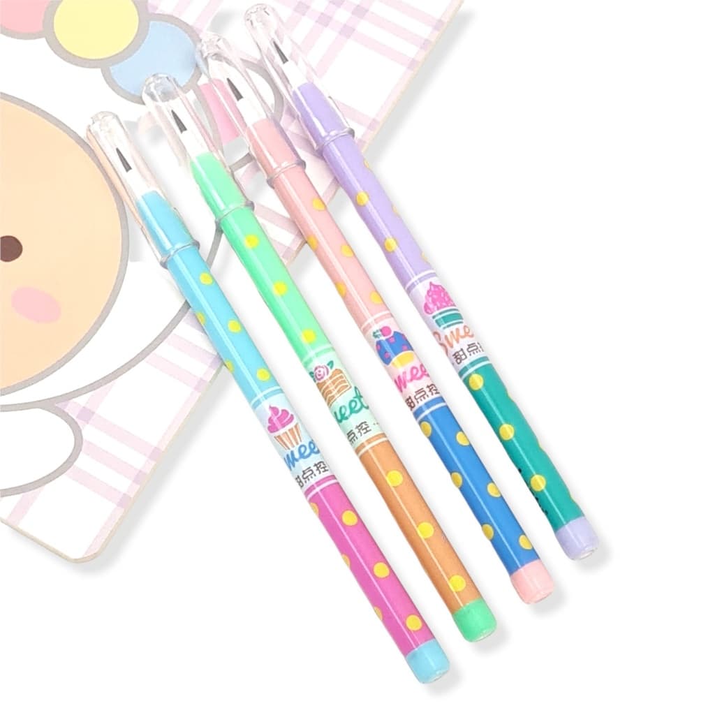 Kit 4 Lapiseiras Troca Ponta Sweet Bolinhas - Lantu