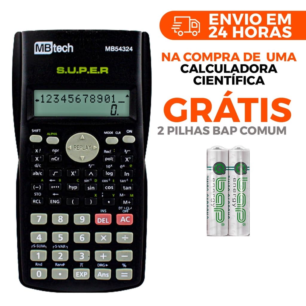 Calculadora Científica 2 Linhas 240 Funções 10 Dígitos Com Pilhas