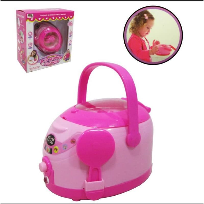 Panela Eletrica Com Luz E Prato Giratório + Acessorio Kit Minha Casinha A Pilha 2 Pecas Na Caixa