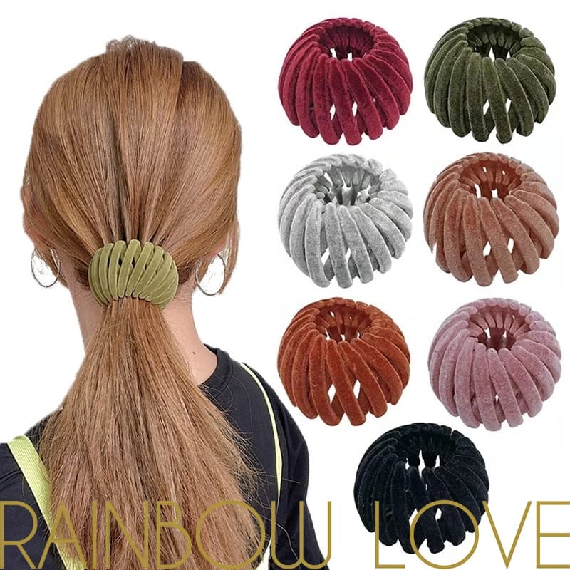 Veludo Ninho Pássaro Fofo Rabo De Cavalo Ajustável Grampo De Cabelo/Senhoras Extensível Headband Acessórios Para O Preguiçoso Clipe