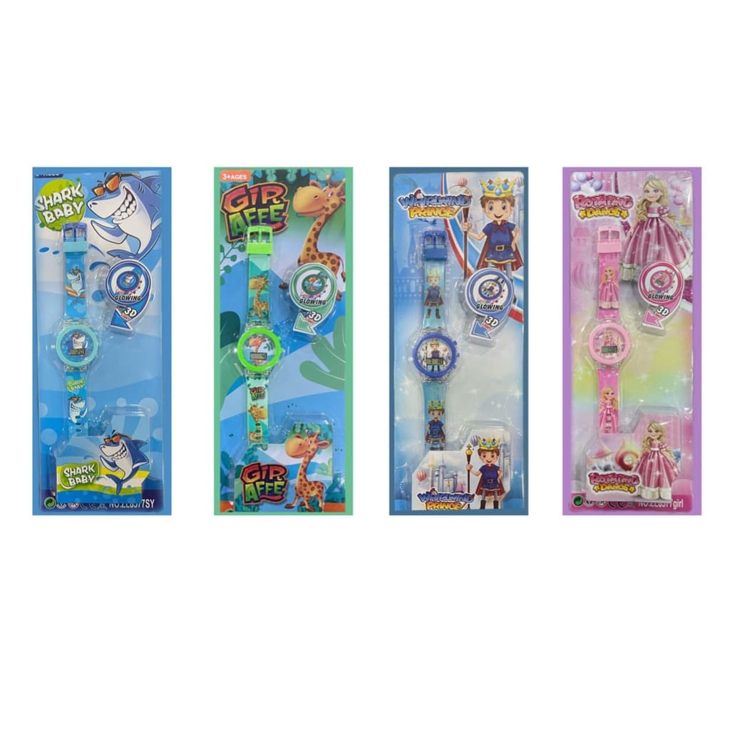 Relógio Infantil Colorido - Temas de Dinossauro, Tubarão, Girafa e Princesa