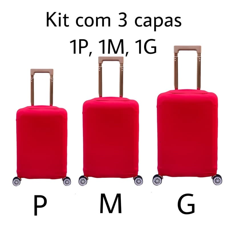 kit com 3 capas de mala