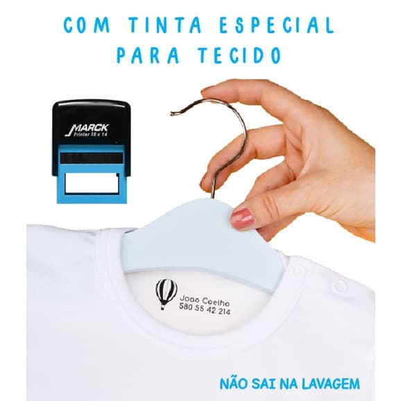 Carimbo Personalizado com Nome para Tecido Roupa Uniforme Infantil