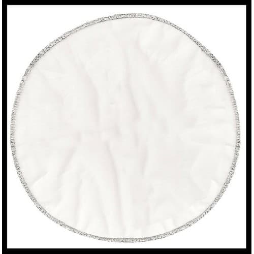 6 cobre jarra de organza branco com borda prata 30cm