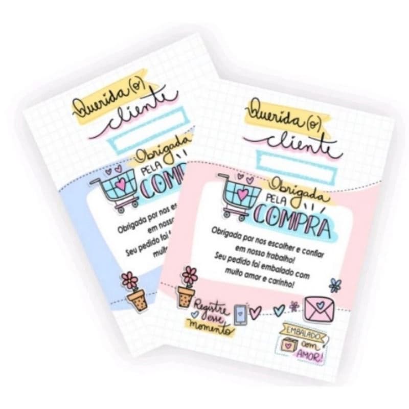 cartão Agradecimento personalizado 100 unid
