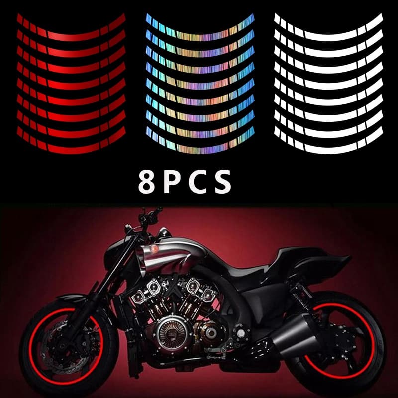 1 Conjunto De 8 Tiras 15 17 18 Polegadas Adesivos Refletivos Para Rodas Aro Listra Decalque Fita Exterior Do Carro