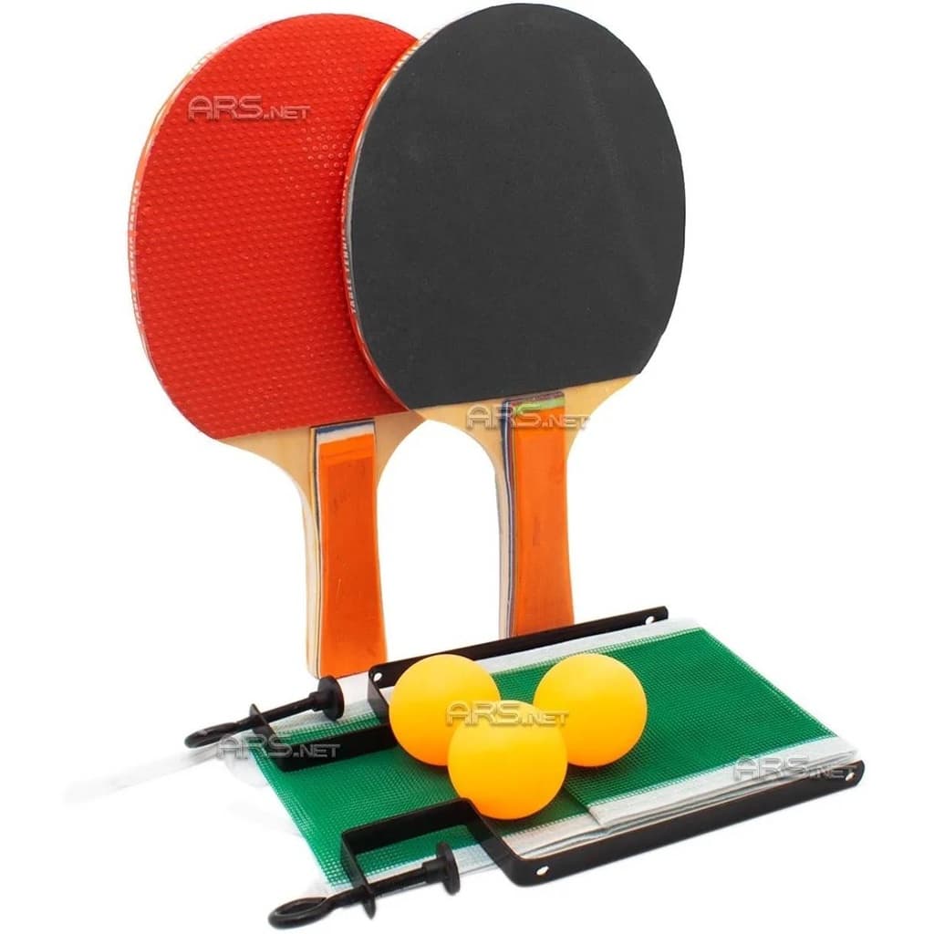 Raquete Tênis De Mesa Ping Pong Kit 2 Raquetes 3 Bolinhas 1 Rede Para Mesa