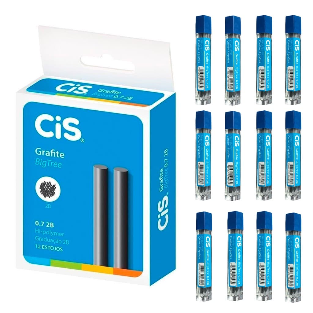 Kit Grafite 0.7mm 2B 12 ESTOJOS CiS Para Lapiseira