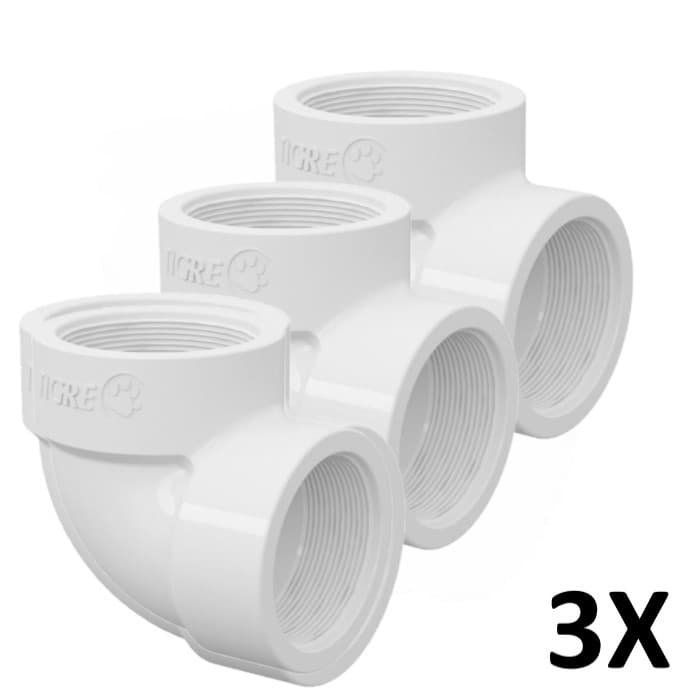 Kit 3 Joelho/Cotovelo 90o PVC Roscavel 1 (32mm) Branco Tigre