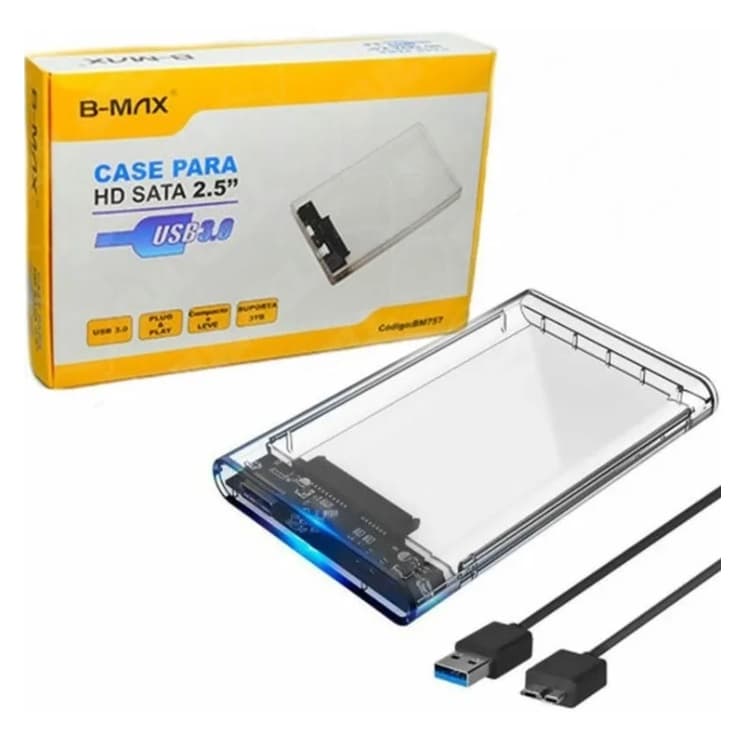 Case Para Hd Externo Transparente Notebook Sata 3.0 Usb Hd30