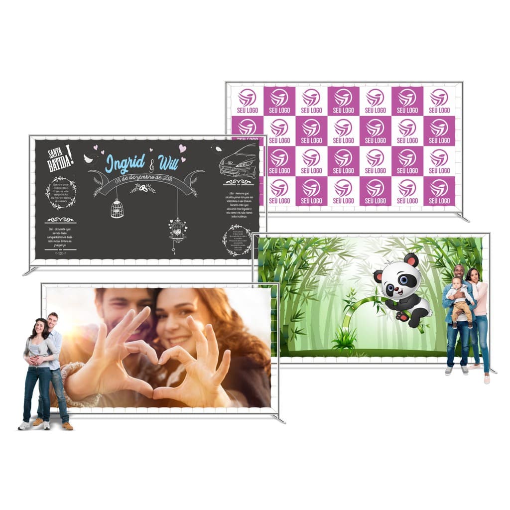 Painel de Festa de 300 x 200 cm Personalizado em Lona Fosca c/ Impressão Digital de Alta Resolução