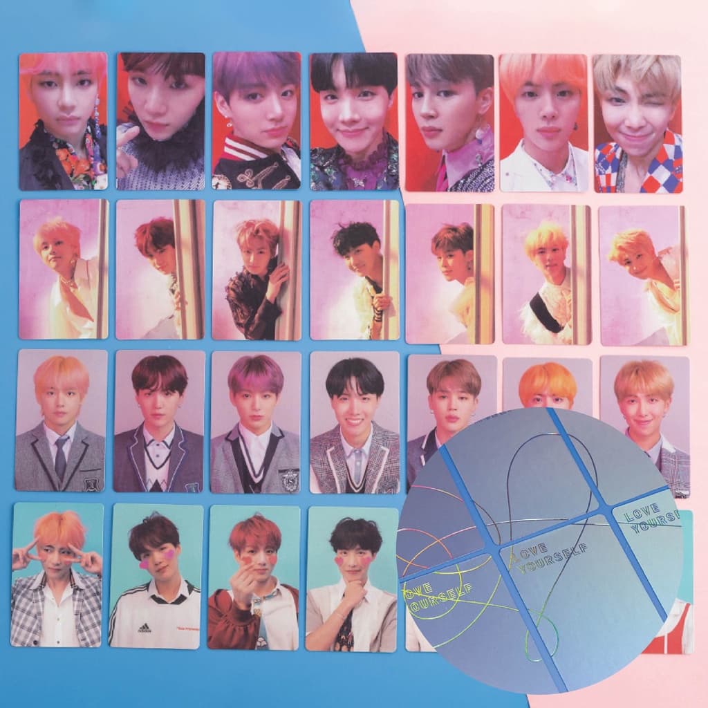 KPOP Bangtan Boys LOVE YOURSELF Resposta Mesma Foto Cartões Linhas Holográficas LOMO Impressão A Laser LY Premium Fotos