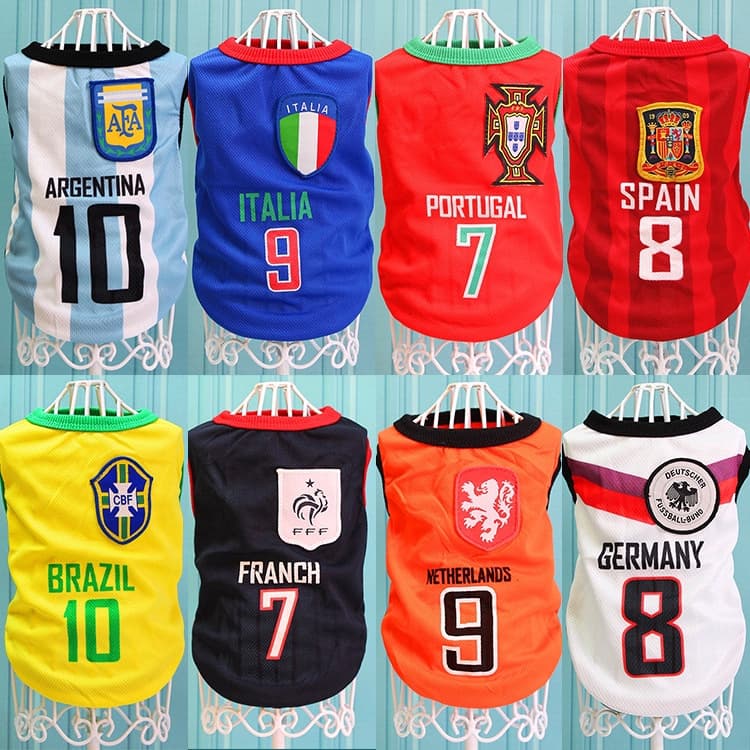 Roupas Para Cães De Copa Do Mundo Pequenos E Médios Estimação 0,5-45kg