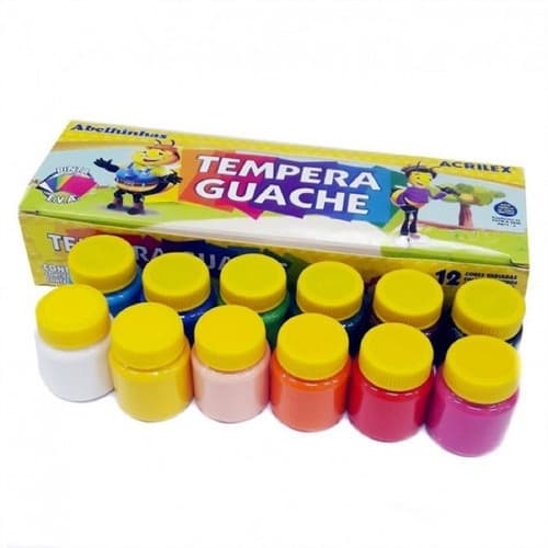 Tinta Tempera Guache Acrilex 12 Cores 15 Ml Crianças