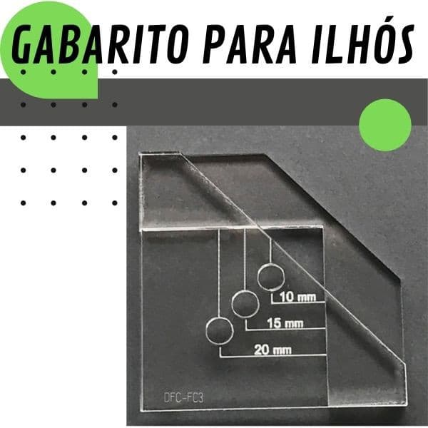 Gabarito Furador Ilhós com Fio de Cabelo Acrilico 3 Medidas