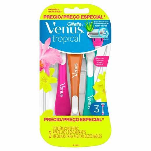 Aparelho de depilar GILLETTE Venus Tropical Feminino (c/ 03 unidades)