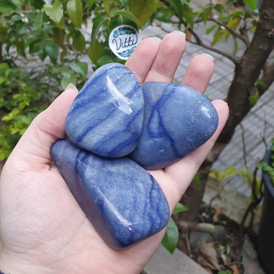 Quartzo Azul Pedra Natural Rolada Polida