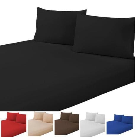 Jogo De Lençol 03 peças - Casal Padrão com Elástico - Cores Lisa - com Fronhas