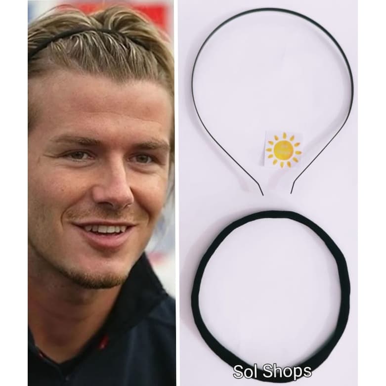 Elastico Grande   + Tiara Beckham Masculino Headband Esporte - preto/prata/dourado (EL/TI-110)