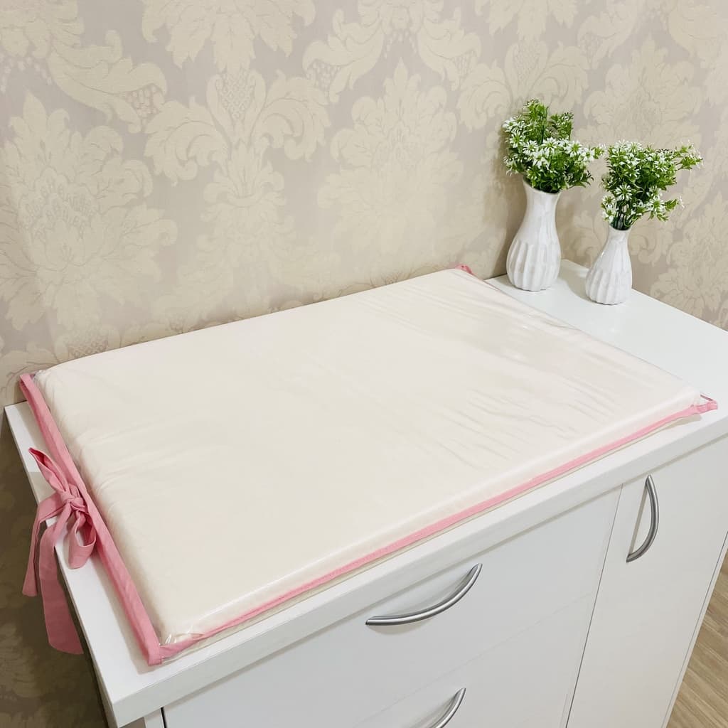 Trocador Plastificado de Nenem Com Amarras Palha e Branco -  Reto - Oferta - Bebe - Atenas