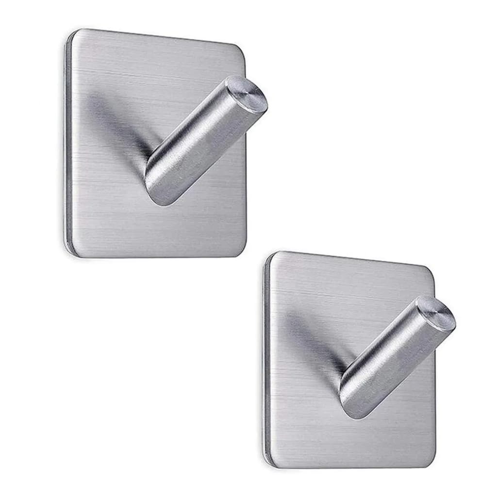 Gancho De Parede Aço Inox Auto Adesivo 2 unidades